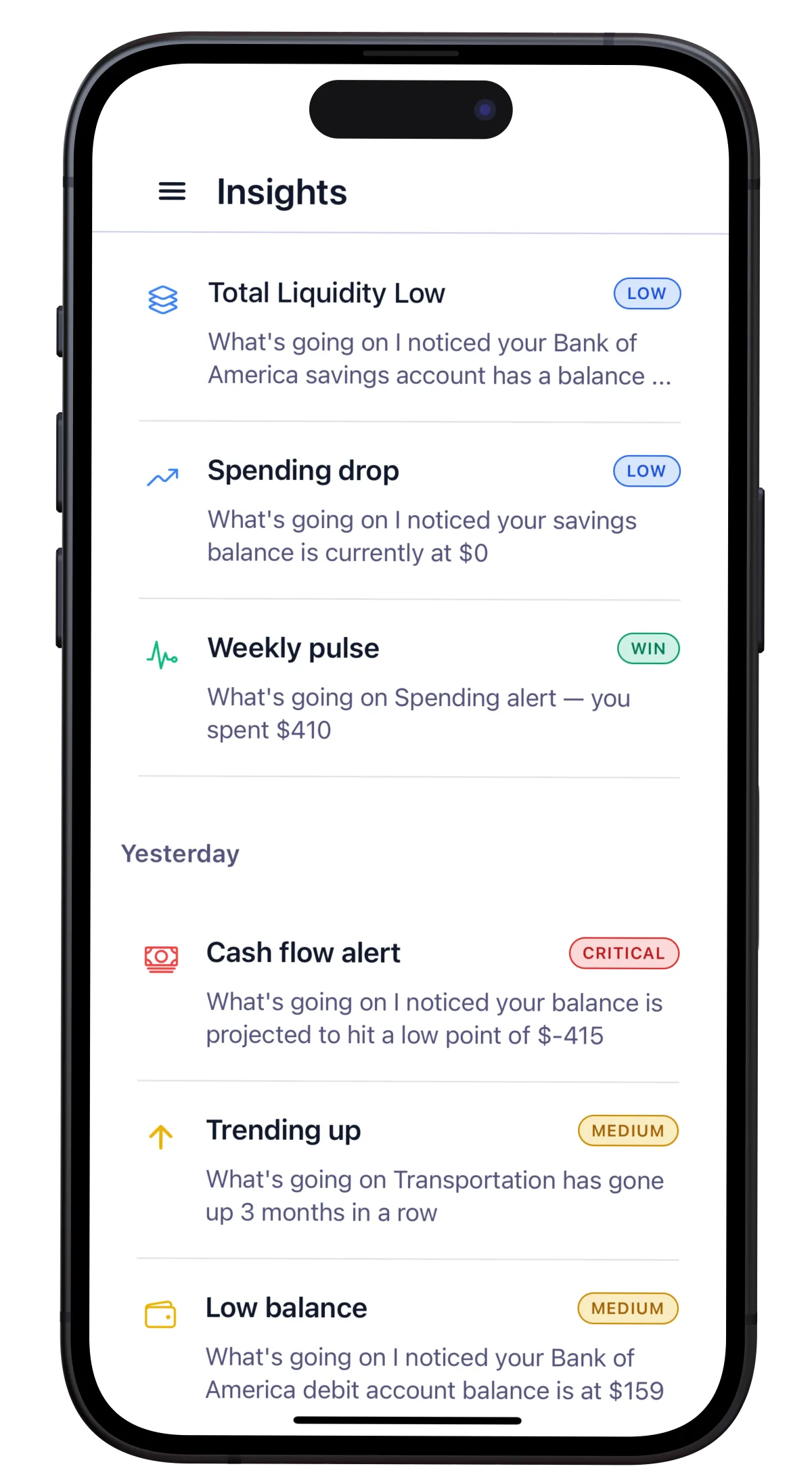 Finlingo mobile interface and insights dashboard on phone