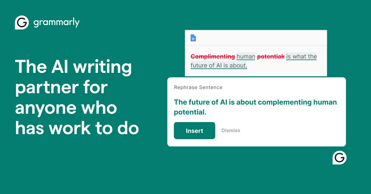 Grammarly AI writing assistant - official social share image