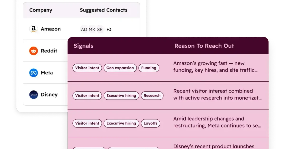 HubSpot Breeze Prospecting Agent buying signal monitoring feature interface screenshot