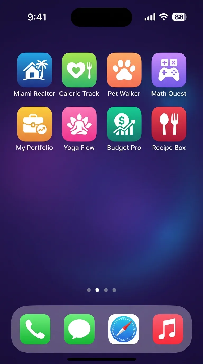 Playcode AI mobile responsive website examples displayed on iPhone devices