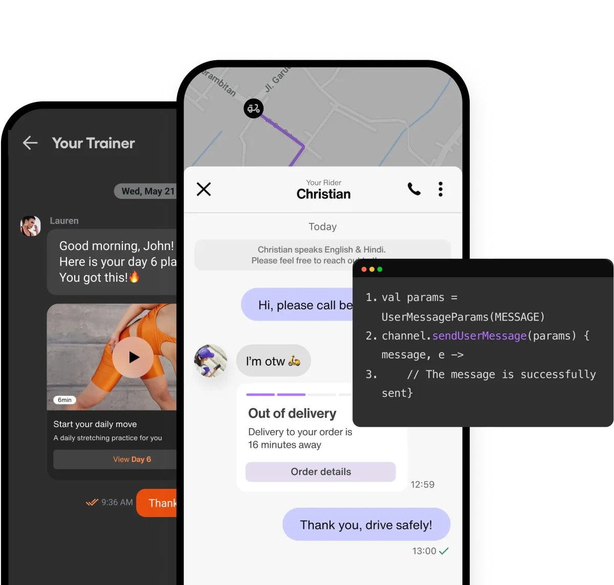 Sendbird Agent Steward chat messaging interface screenshot
