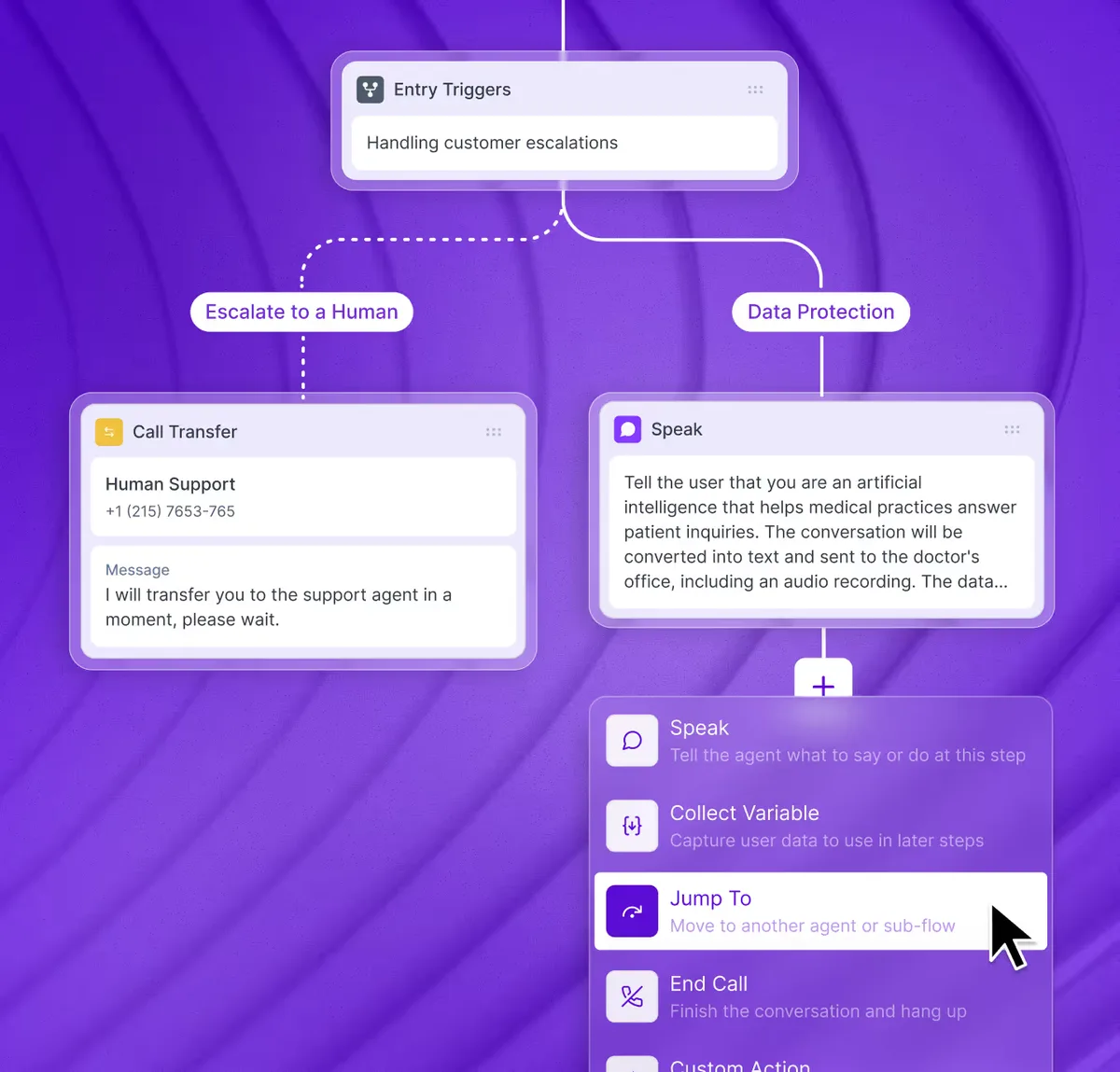 Synthflow AI build interface for creating agents