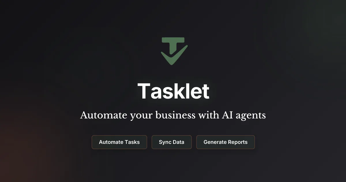 Tasklet AI agent platform - OpenGraph preview image